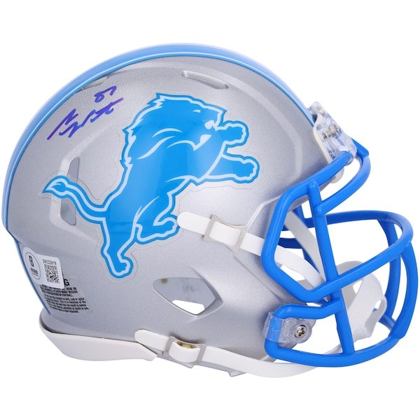 Sam LaPorta Detroit Lions Autographed Fanatics Authentic Riddell 2024 Speed Mini Helmet - The Ballers Bank