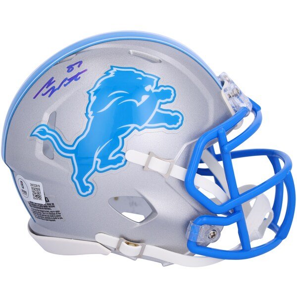 Sam LaPorta Detroit Lions Autographed Fanatics Authentic Riddell 2024 Speed Mini Helmet - The Ballers Bank