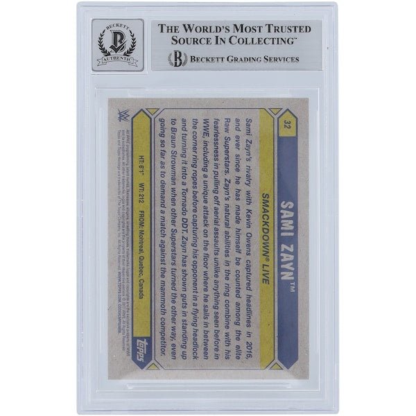 Sami Zayn WWE Autographed 2017 Topps Heritage 32 Beckett Fanatics Witnessed Authenticated 10 Card - The Ballers Bank