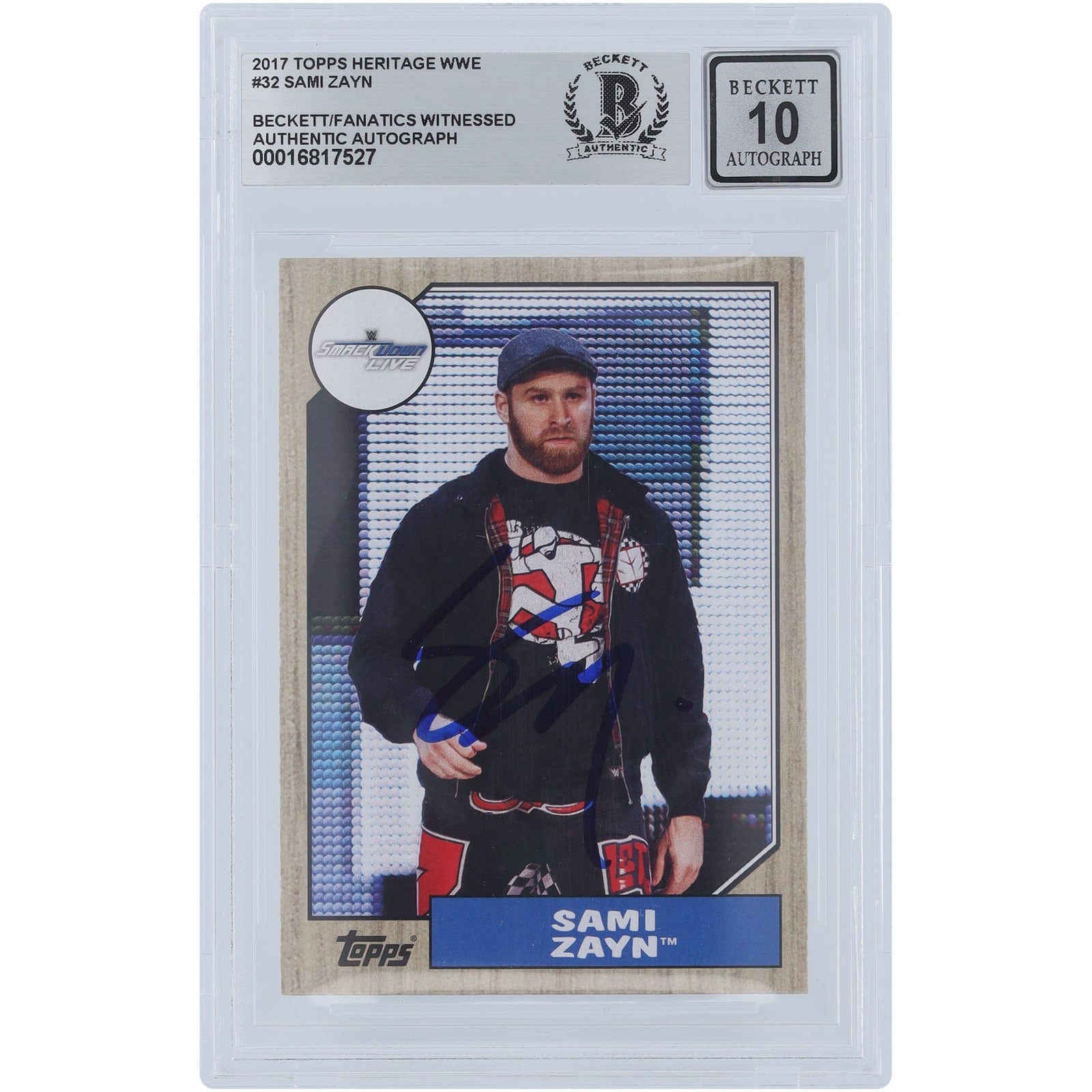 Sami Zayn WWE Autographed 2017 Topps Heritage 32 Beckett Fanatics Witnessed Authenticated 10 Card - The Ballers Bank