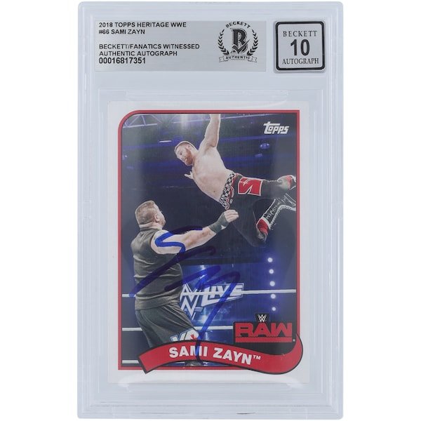 Sami Zayn WWE Autographed 2018 Topps Heritage 66 Beckett Fanatics Witnessed Authenticated 10 Card - The Ballers Bank