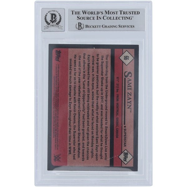 Sami Zayn WWE Autographed 2018 Topps Heritage 66 Beckett Fanatics Witnessed Authenticated 10 Card - The Ballers Bank