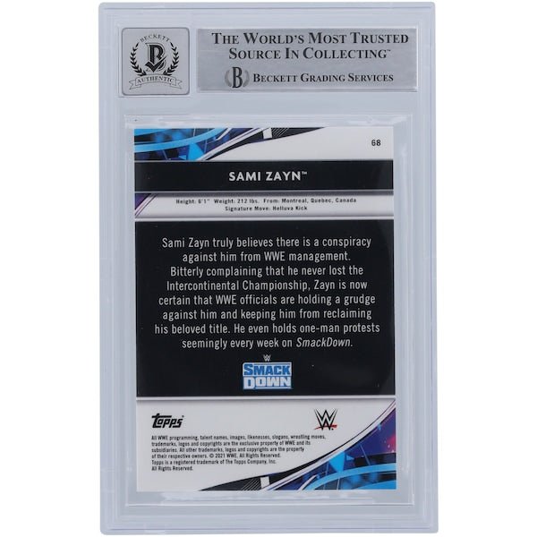Sami Zayn WWE Autographed 2021 Topps Finest 68 Beckett Fanatics Witnessed Authenticated 10 Card - The Ballers Bank