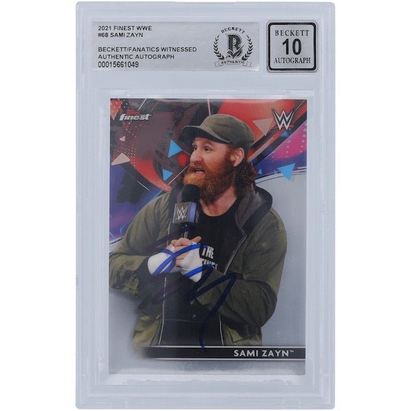 Sami Zayn WWE Autographed 2021 Topps Finest 68 Beckett Fanatics Witnessed Authenticated 10 Card - The Ballers Bank