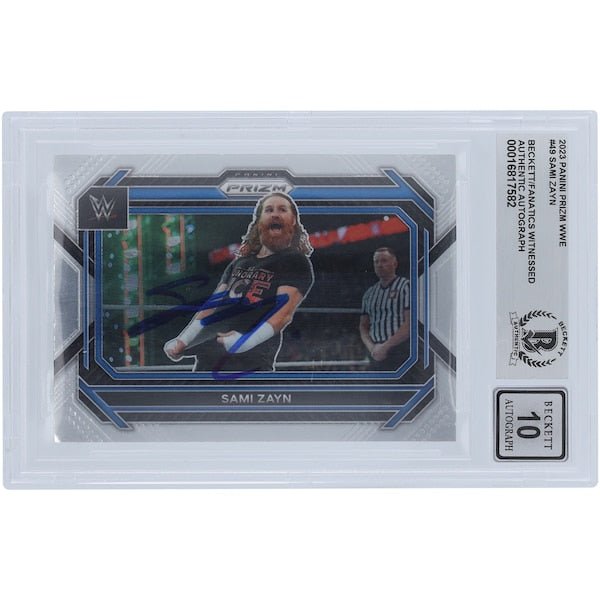 Sami Zayn WWE Autographed 2023 Panini Prizm 49 Beckett Fanatics Witnessed Authenticated 10 Card - The Ballers Bank