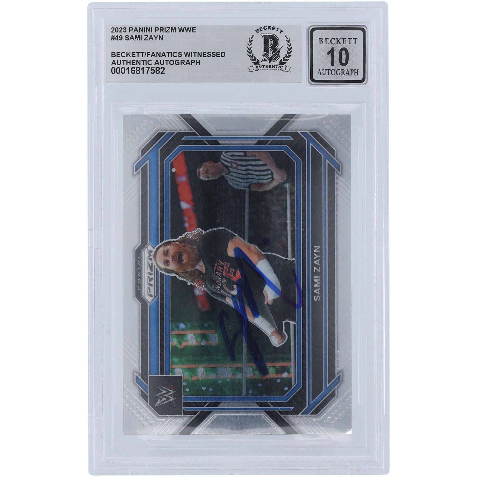 Sami Zayn WWE Autographed 2023 Panini Prizm 49 Beckett Fanatics Witnessed Authenticated 10 Card - The Ballers Bank