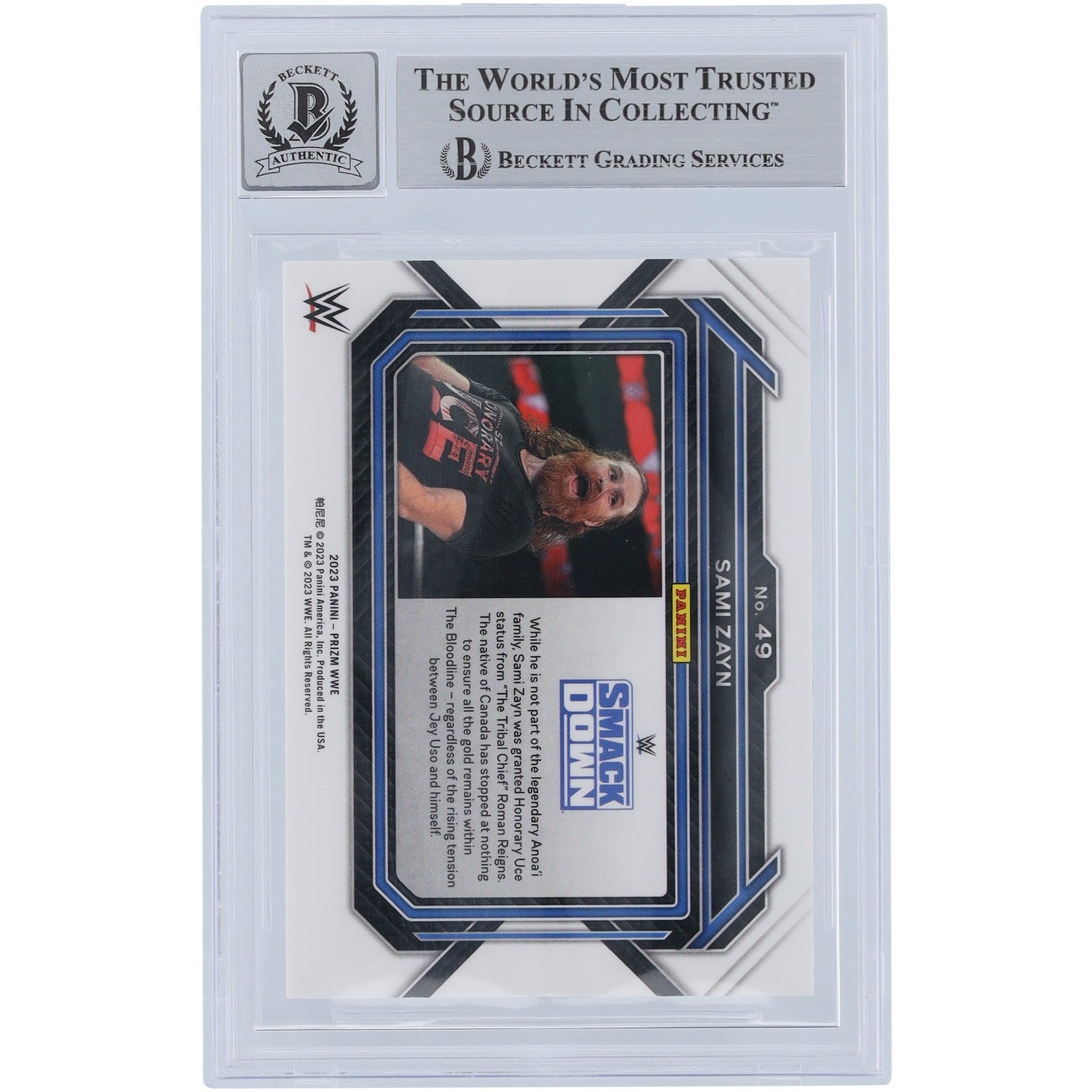 Sami Zayn WWE Autographed 2023 Panini Prizm 49 Beckett Fanatics Witnessed Authenticated 10 Card - The Ballers Bank