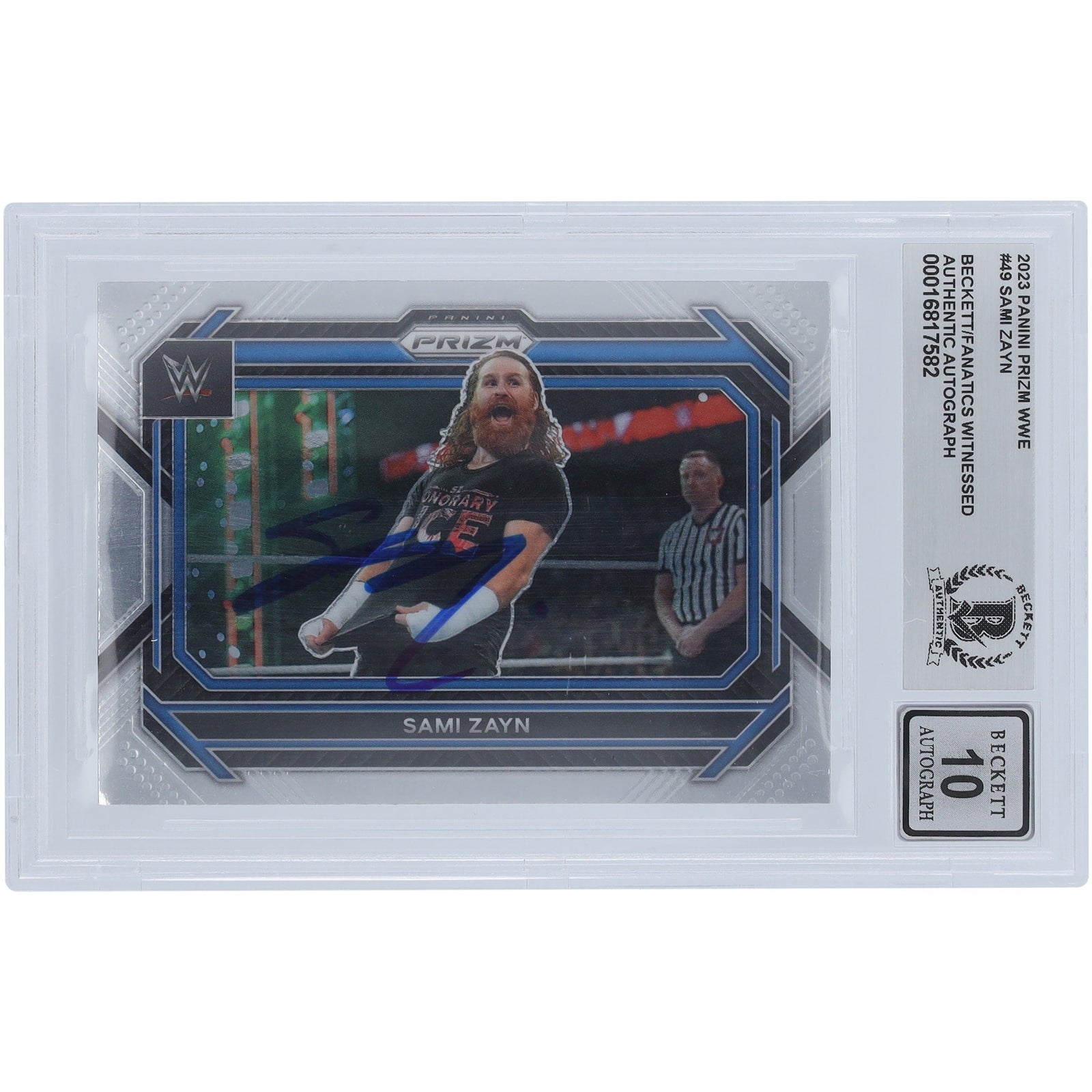 Sami Zayn WWE Autographed 2023 Panini Prizm 49 Beckett Fanatics Witnessed Authenticated 10 Card - The Ballers Bank