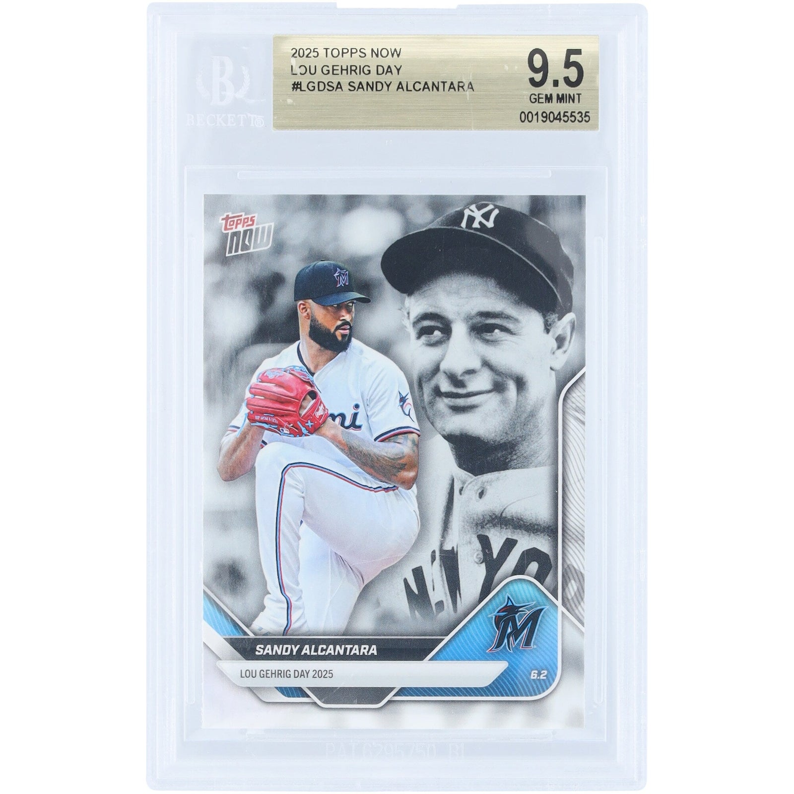 Sandy Alcantara Miami Marlins 2025 Topps Now Lou Gehrig Day LGD - SA BGS Authenticated 9.5 Card - The Ballers Bank