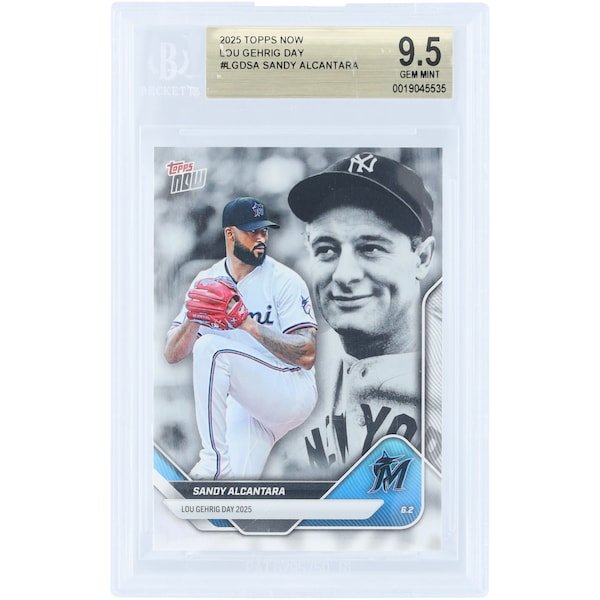 Sandy Alcantara Miami Marlins 2025 Topps Now Lou Gehrig Day LGD - SA BGS Authenticated 9.5 Card - The Ballers Bank
