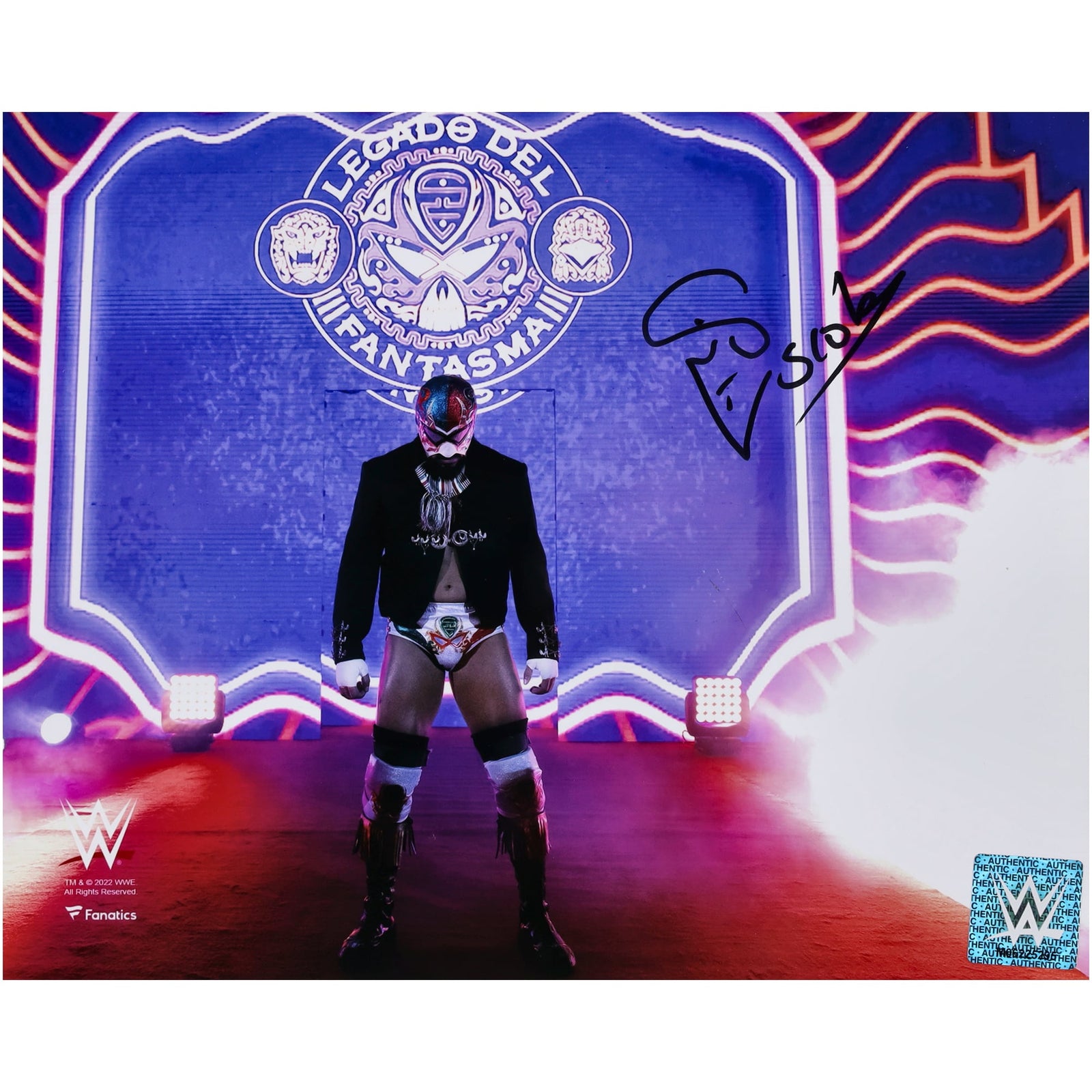 Santos Escobar WWE Autographed Fanatics Authentic 8" x 10" Entrance Wearing Mask Photograph - The Ballers Bank