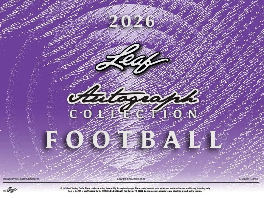 2026 Leaf Autograph Collection Football Jumbo Box (Ships Sealed Only)