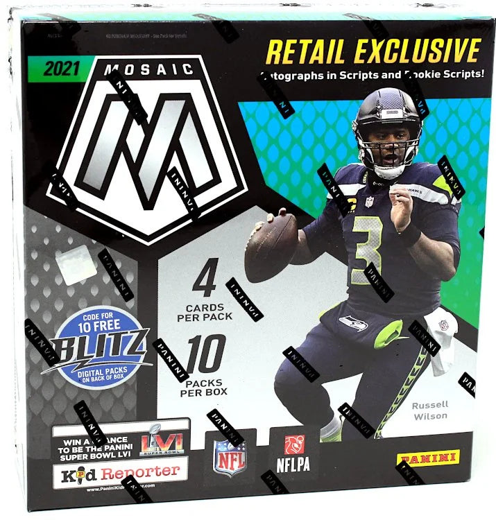 2021 Panini Mosaic Football Mega 10 Box Lot (WalMart) (Ships Sealed Only) - B12