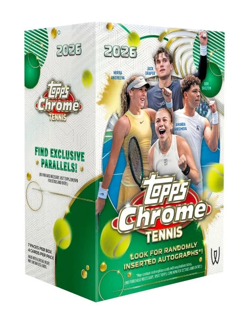2026 Topps Chrome Tennis Blaster Box (Ships Sealed Only)