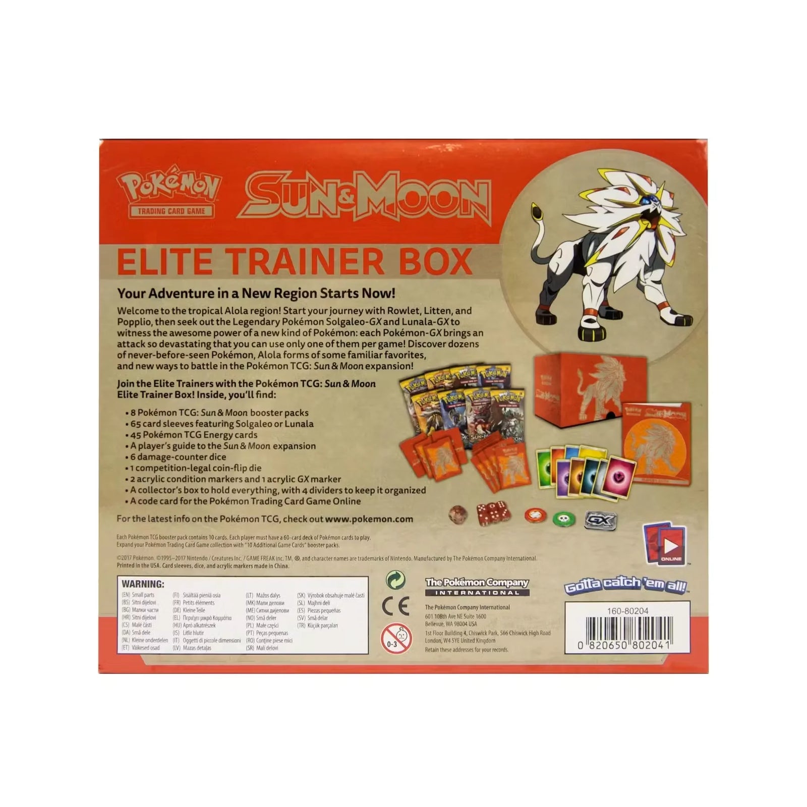 Pokemon Sun & Moon Solgaleo Elite Trainer Box | Sealed (Ships Sealed Only)