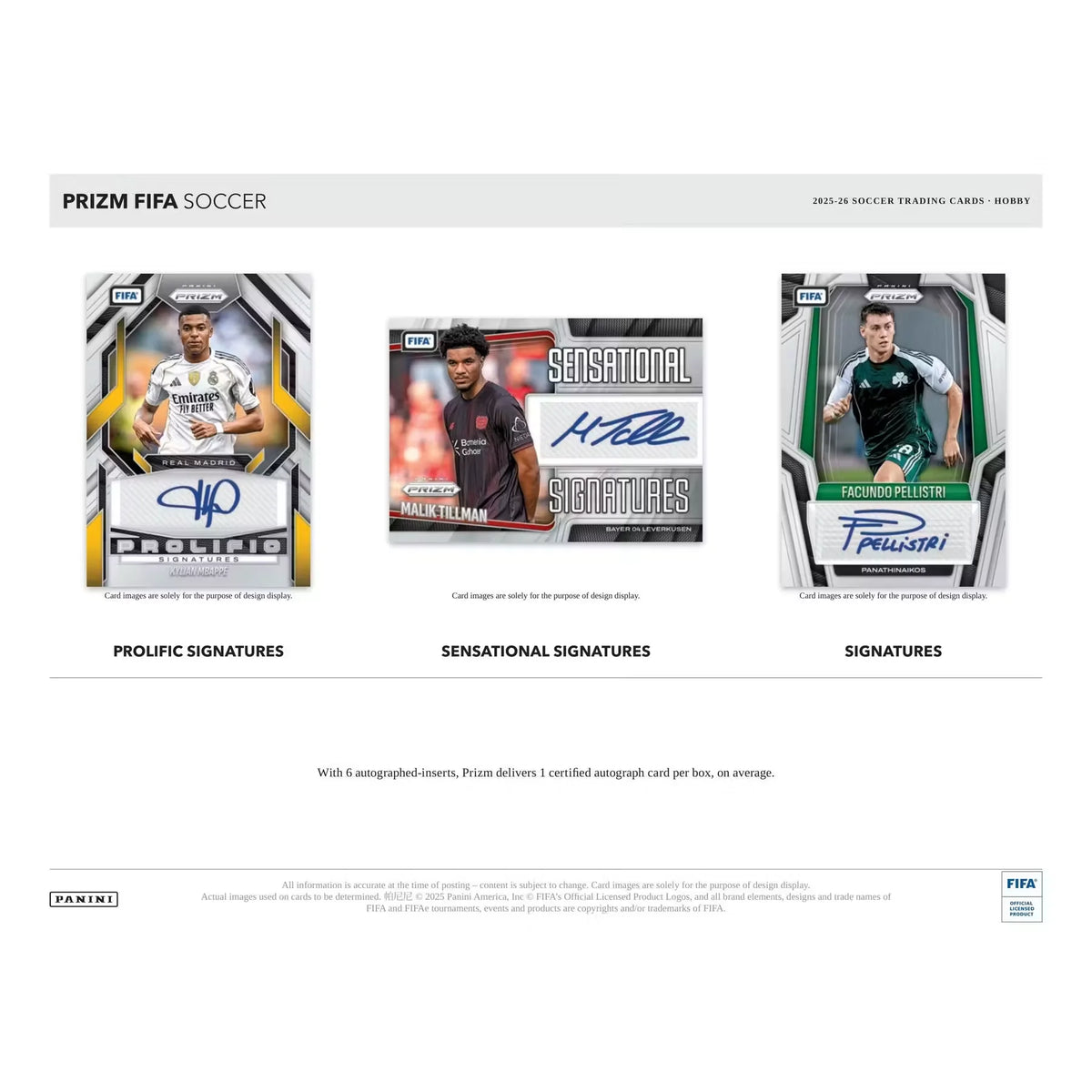2025-26 Panini Prizm FIFA Soccer Hobby Box (Ships Sealed Only) - D | P11806