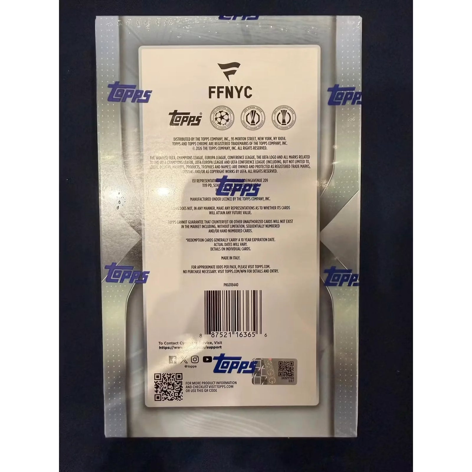 2025-26 Topps Chrome UEFA Club Competitions Fest NYC Soccer Hobby Box (Ships Sealed Only)