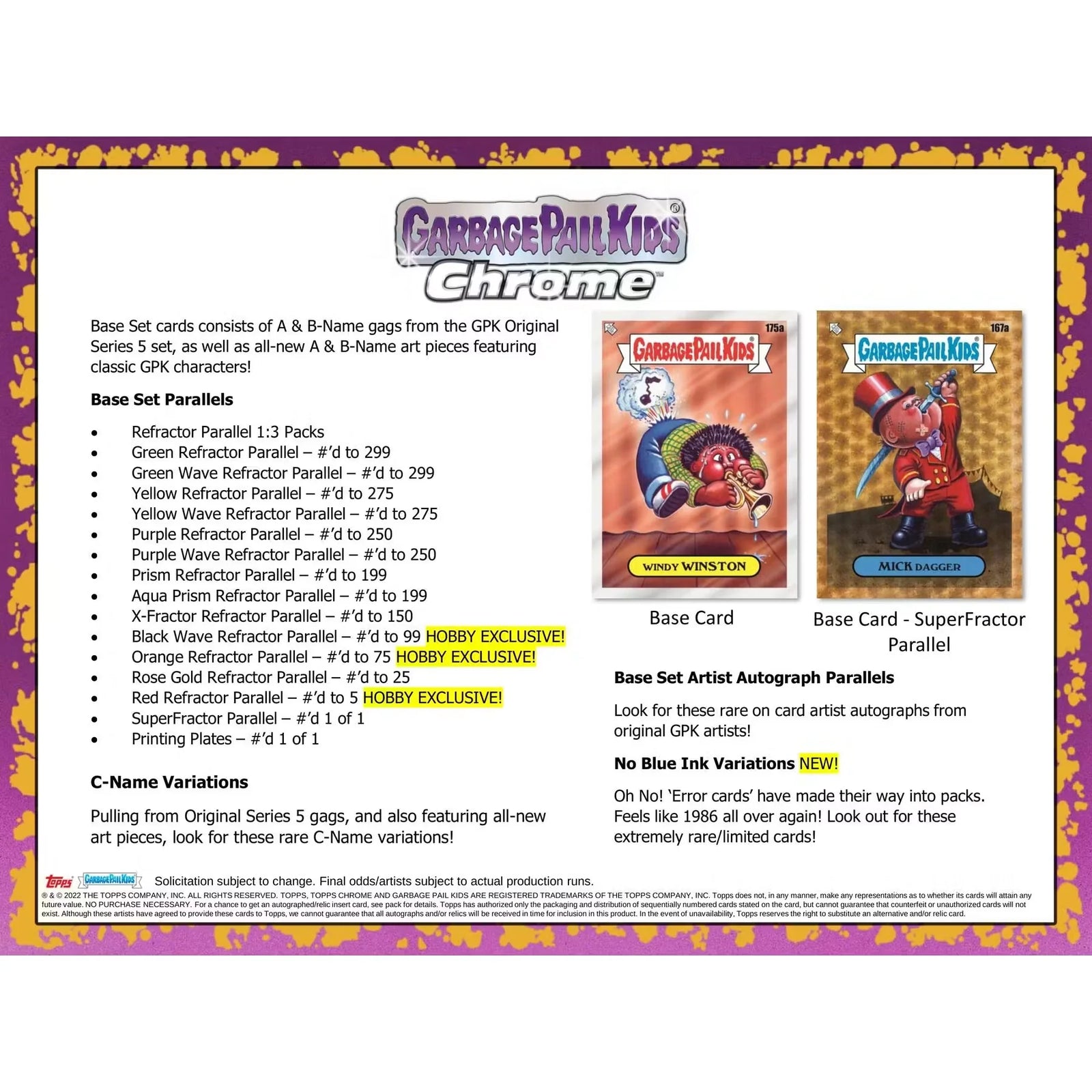 Garbage Pail Kids Chrome Series 5 Hobby Box (2022 Topps) (Ships Sealed Only) - D2