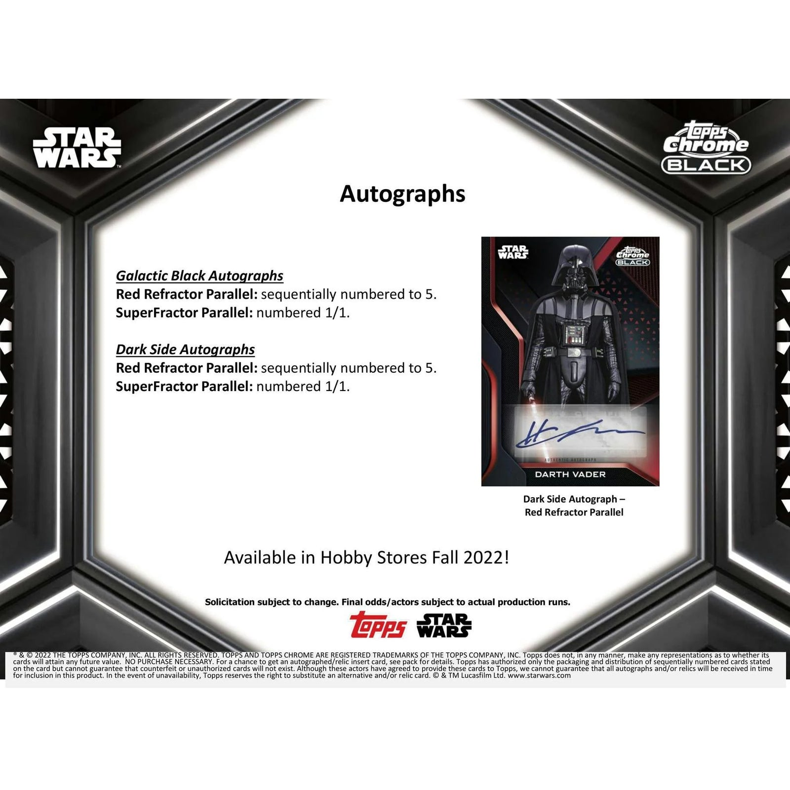 2022 Topps Star Wars Chrome Black Hobby Box (Ships Sealed Only) - D2