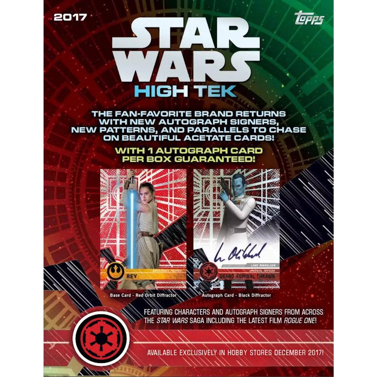 2017 Topps Star Wars High Tek Hobby Box | Autographed Cards (Ships Sealed Only)