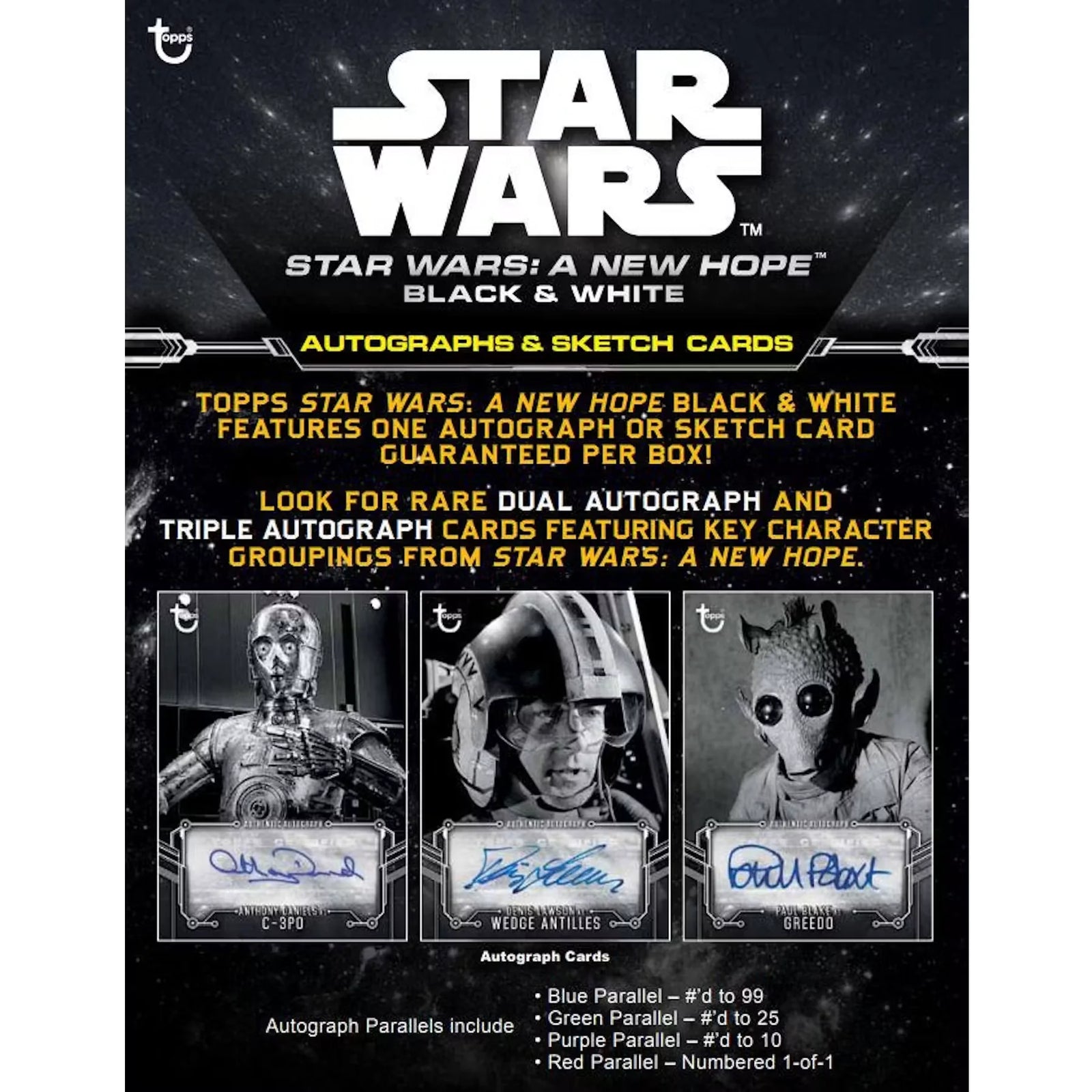 2018 Topps Star Wars A New Hope Black & White Hobby Box | Autograph Guaranteed (Ships Sealed Only)