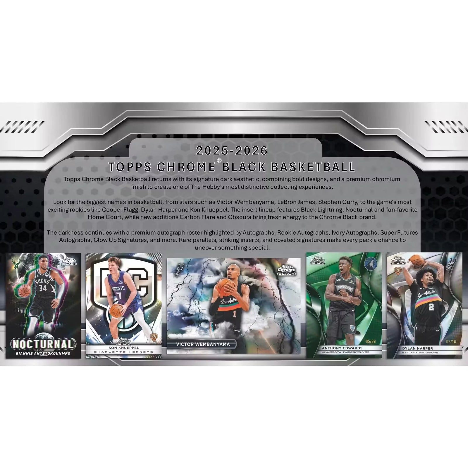 2025-26 Topps Chrome Black Basketball Hobby Box (Ships Sealed Only)