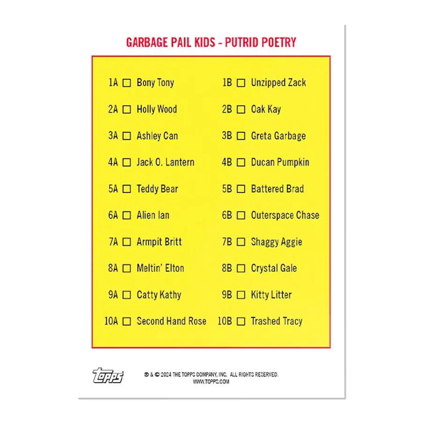 2024 Topps Garbage Pail Kids Putrid Poetry Hobby Box | Pink (Ships Sealed Only)