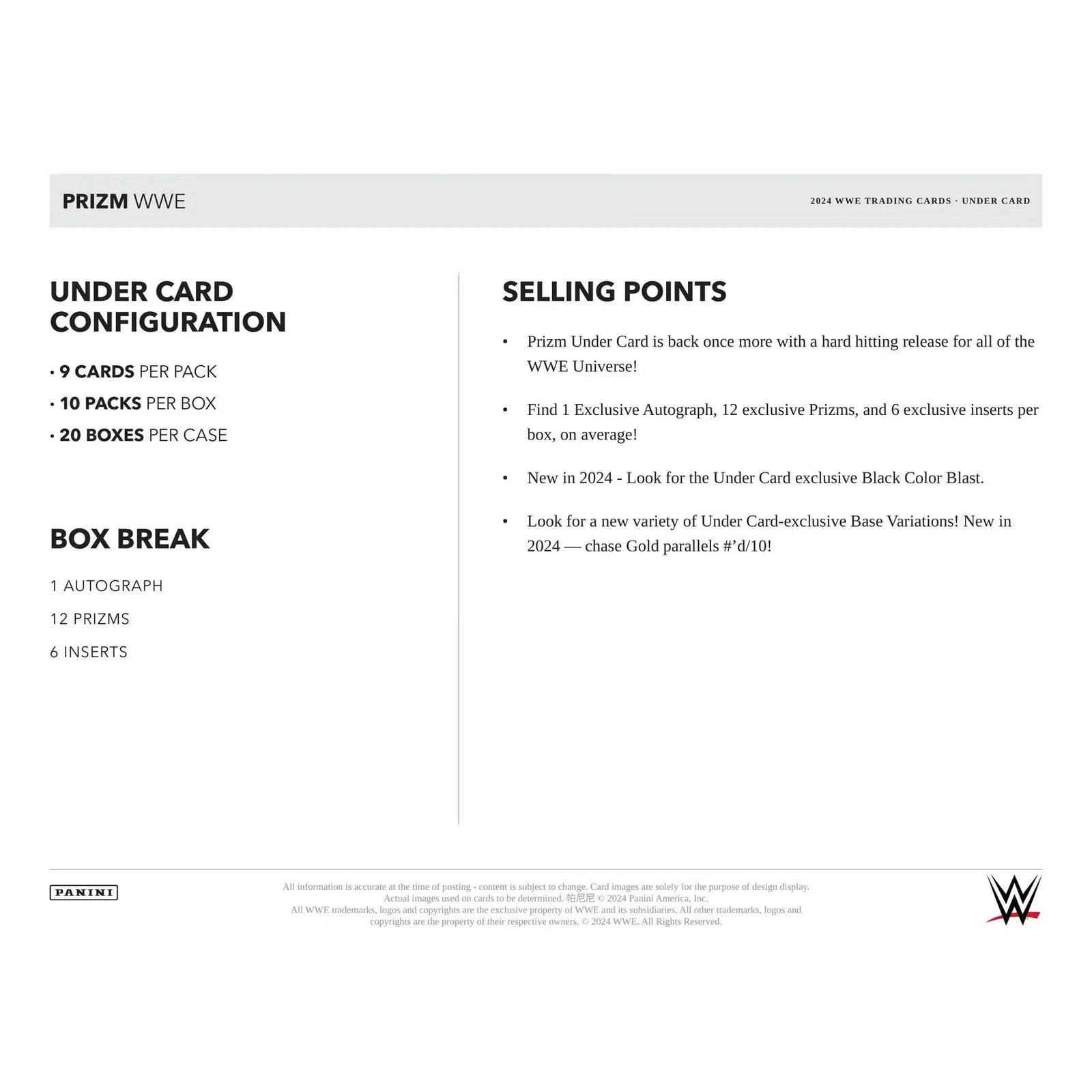 2024 Panini Prizm WWE Wrestling Under Card Box (Ships Sealed Only)