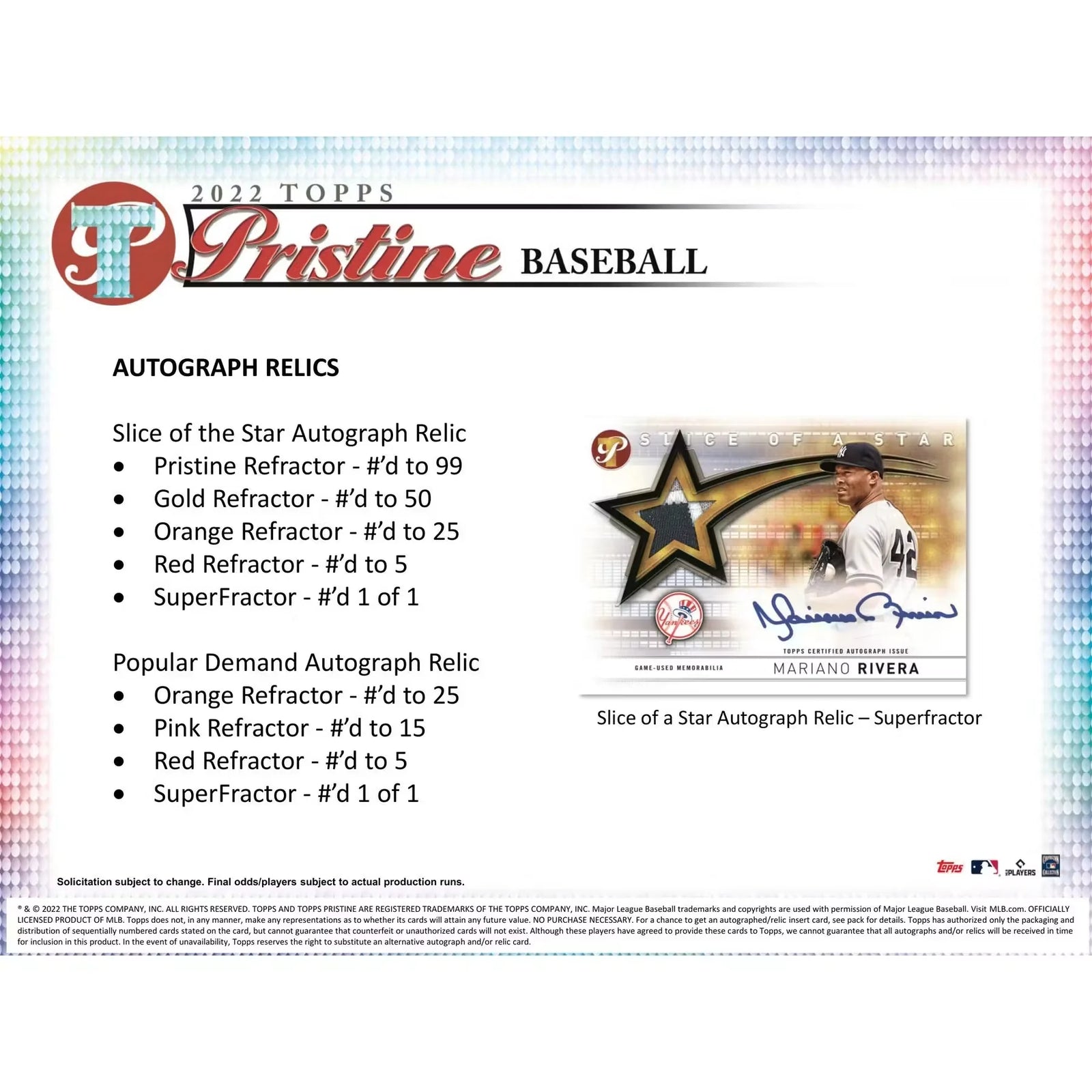 2022 Topps Pristine Baseball Hobby Box | Six Packs (Ships Sealed Only)