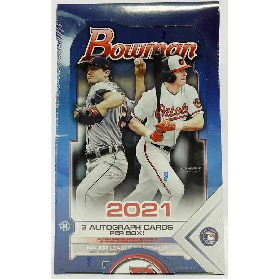 2021 Bowman Baseball Hobby Jumbo Box | 12 Packs, 3 Autographs (Ships Sealed Only)