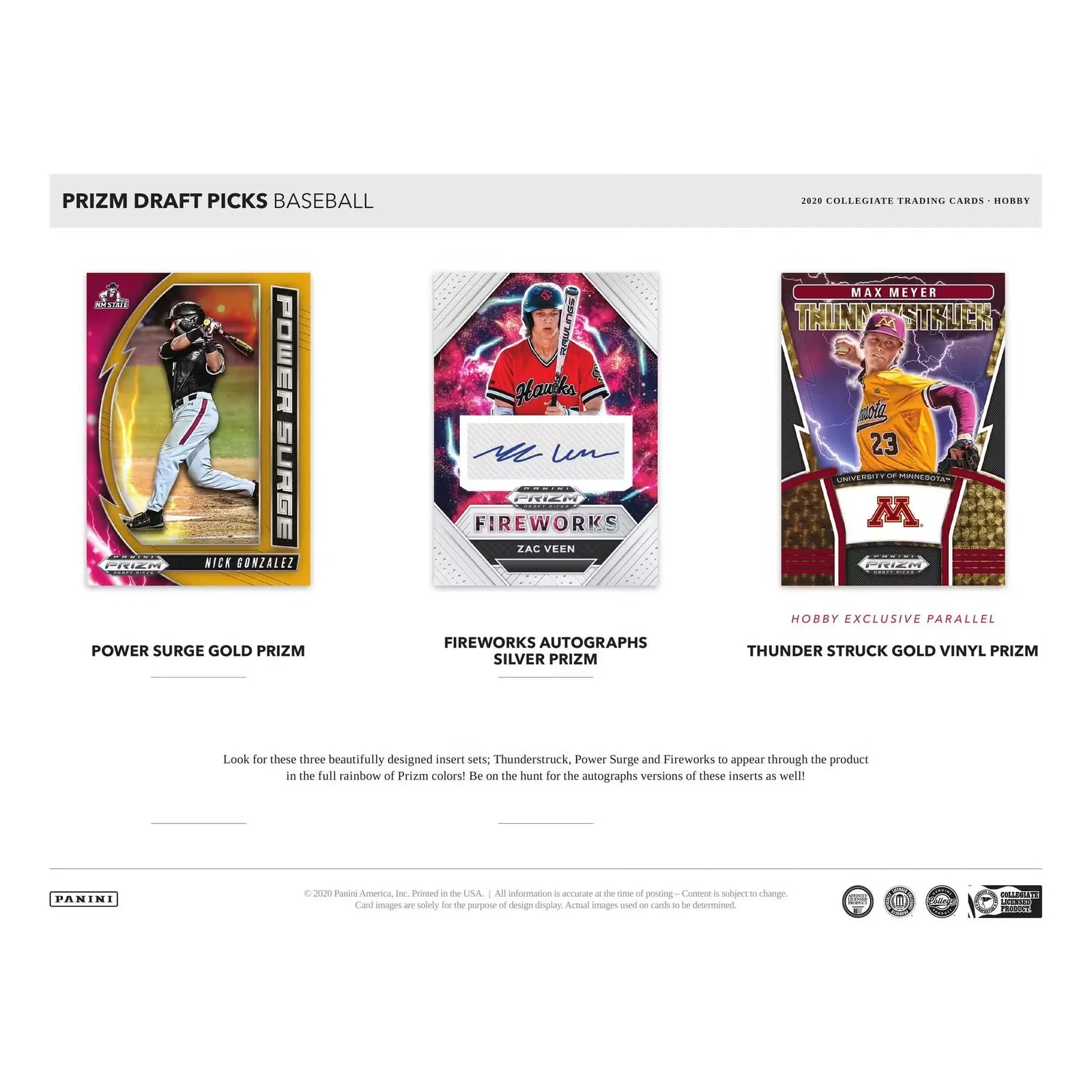 2020 Panini Prizm Draft Picks Baseball Hobby Box (Ships Sealed Only)