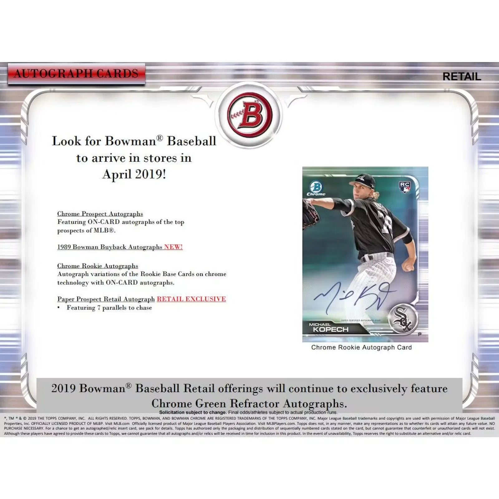 2019 Bowman Baseball Blaster Box | Chrome Prospect Autographs (Ships Sealed Only)