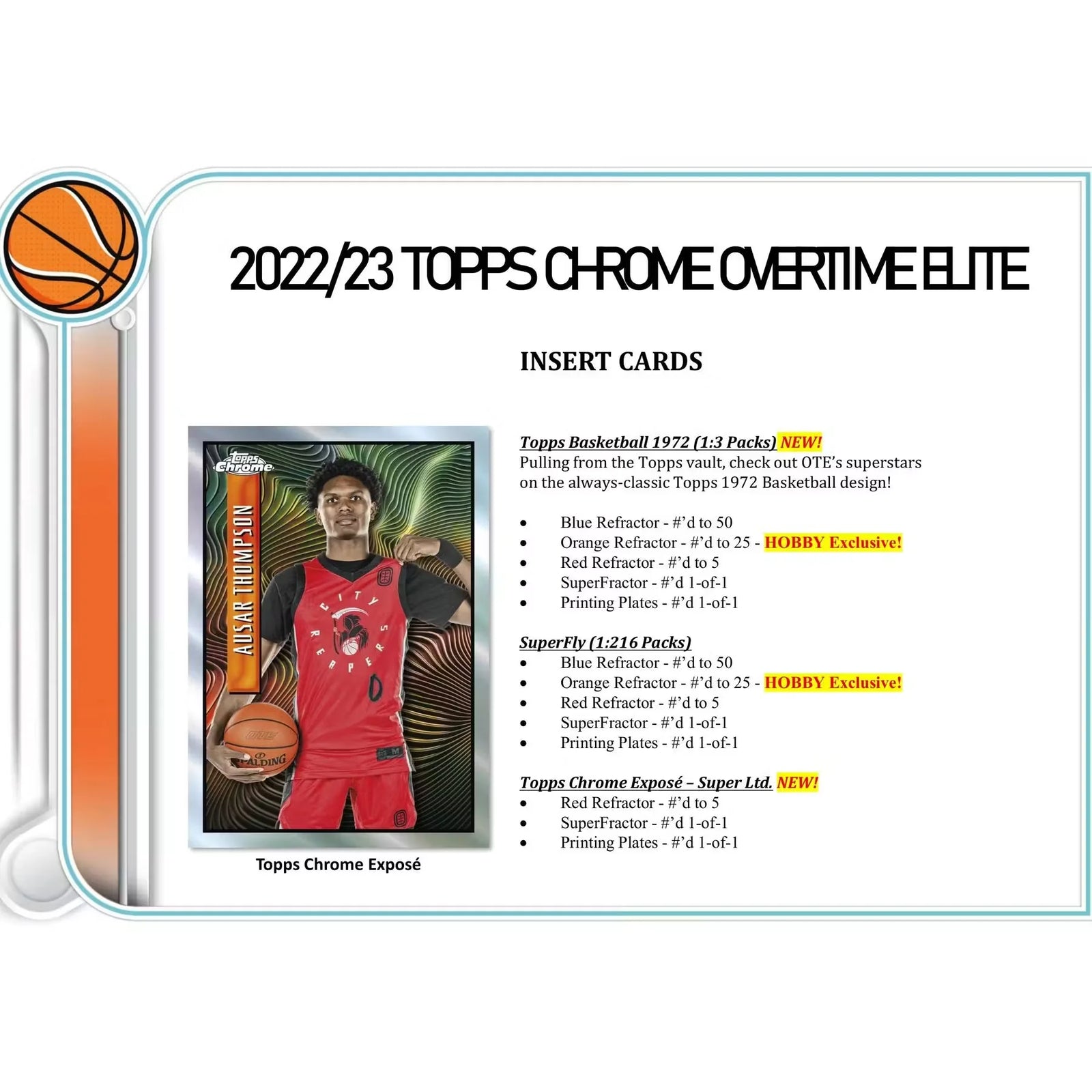 2022-23 Topps Chrome Overtime Elite Basketball Hobby Box (Ships Sealed Only)