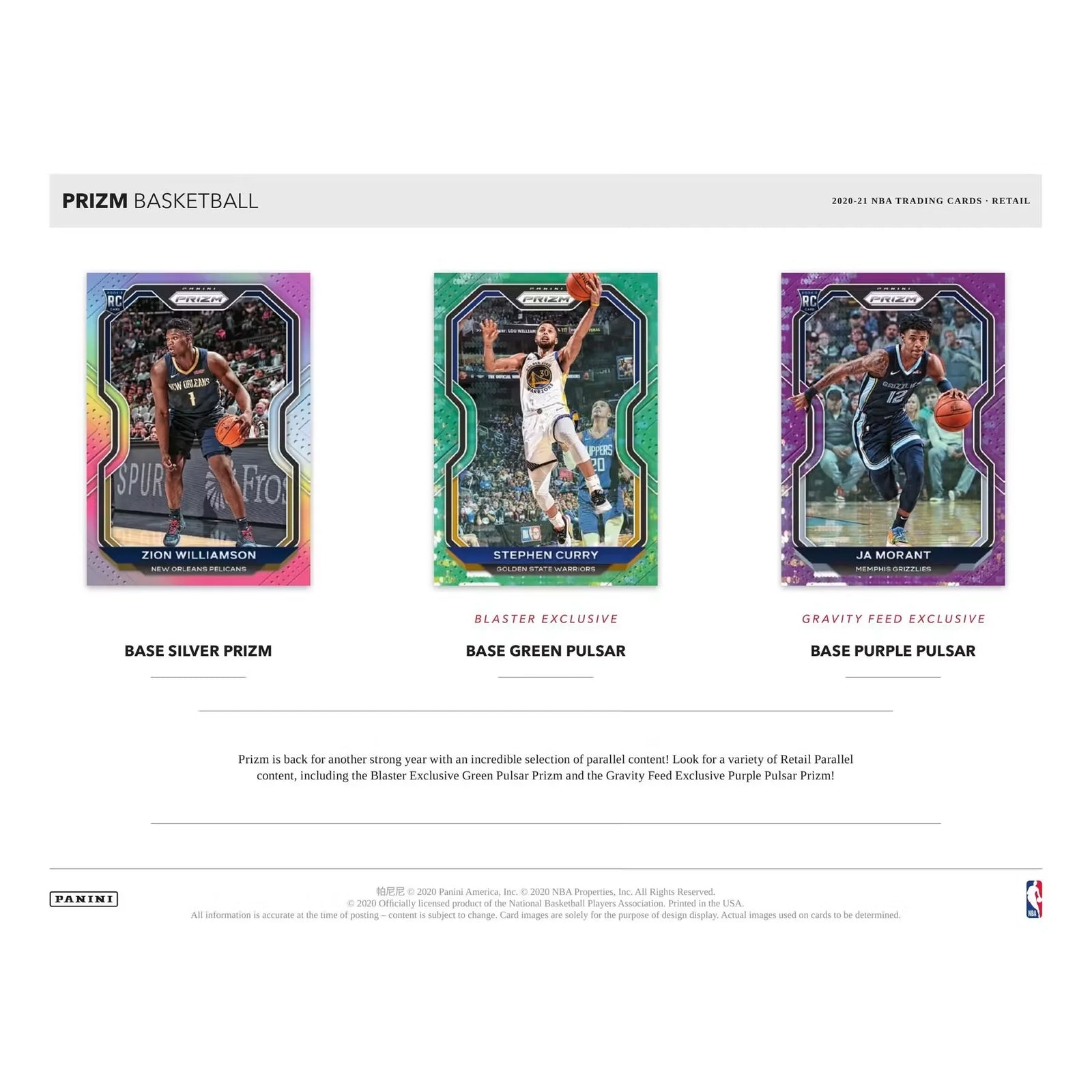2020-21 Panini Prizm Basketball 24-Pack Retail Box (Ships Sealed Only) - D