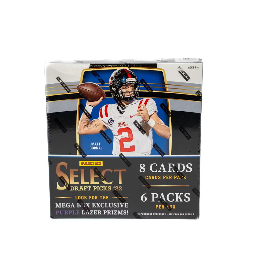 2022 Panini Select Draft Picks Football Mega Box | Purple Lazer Prizms (Ships Sealed Only)