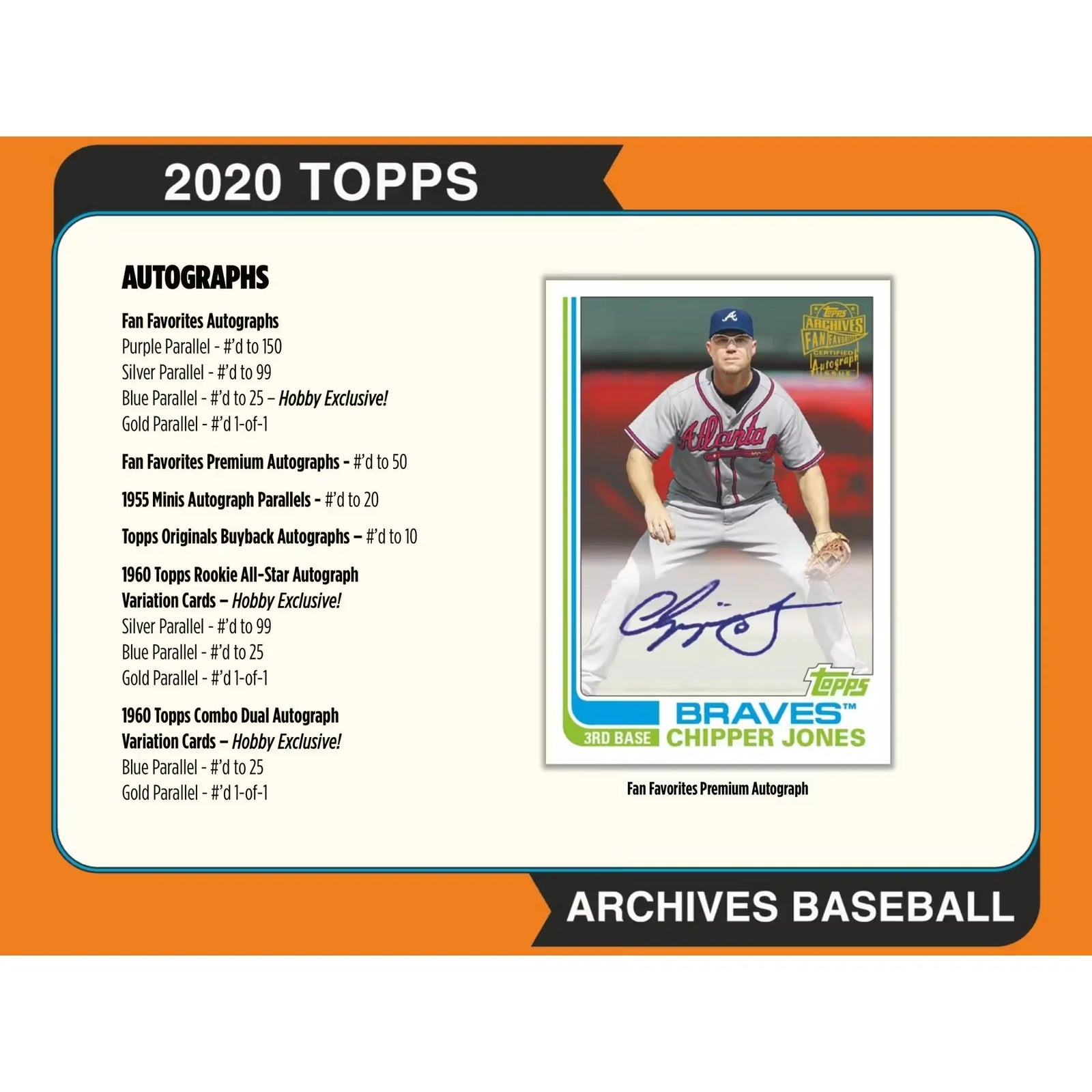 2020 Topps Archives Baseball Hobby Box | 2 Autographs Per Box (Ships Sealed Only)