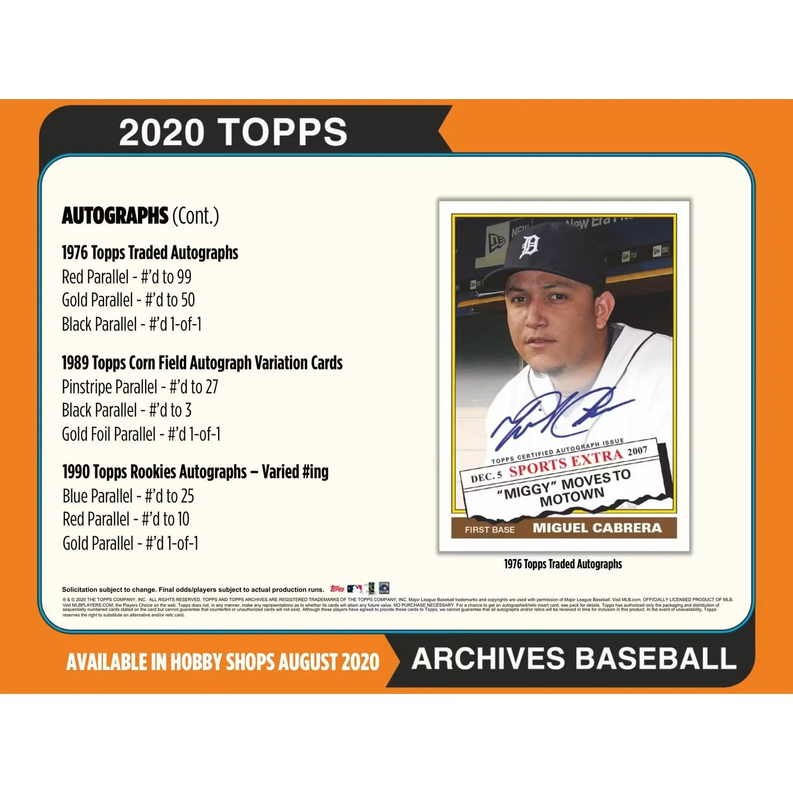 2020 Topps Archives Baseball Hobby Box | 2 Autographs Per Box (Ships Sealed Only)