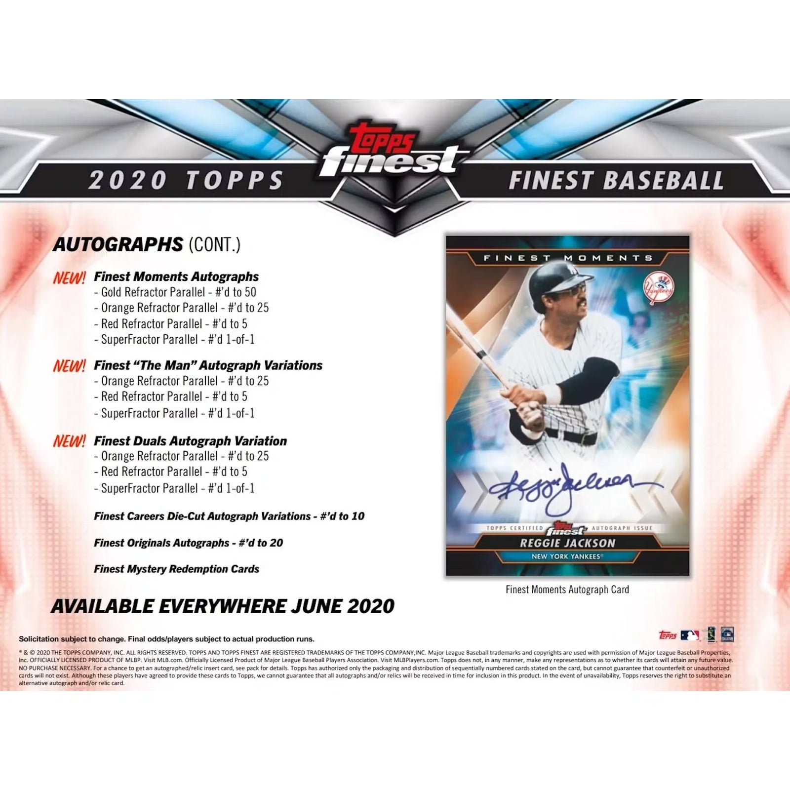 2020 Topps Finest Baseball Hobby Box | Chrome Autographs (Ships Sealed Only)