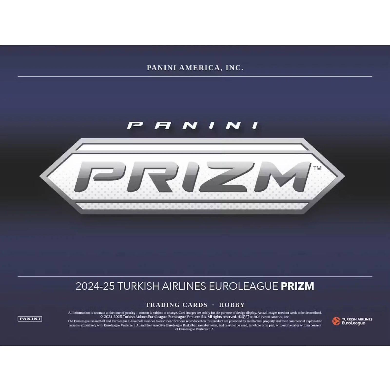 2024-25 Panini Prizm Turkish Airlines EuroLeague Basketball Hobby Box (Ships Sealed Only)
