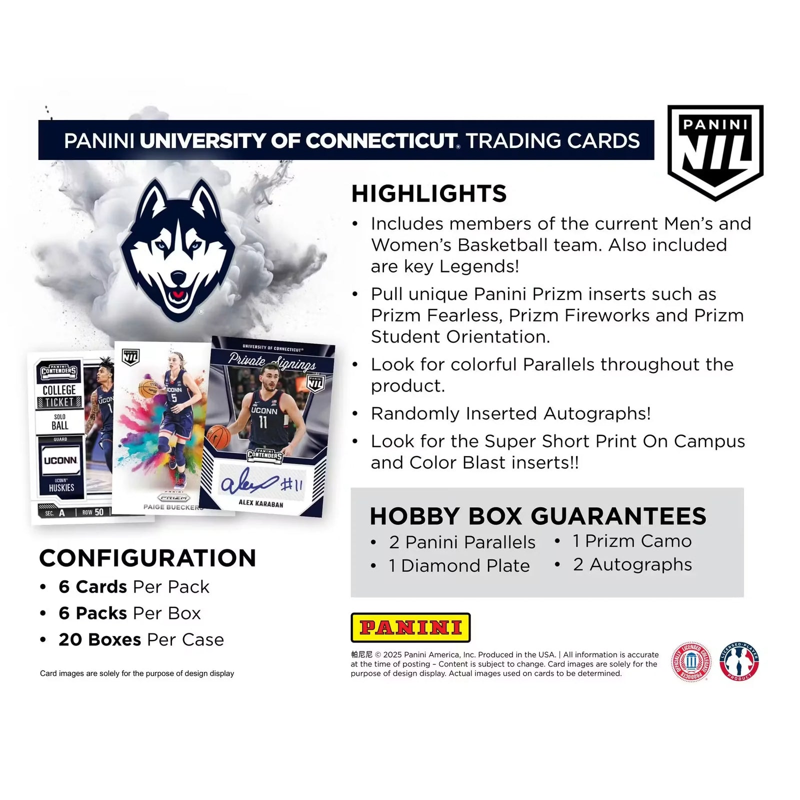 2024-25 Panini UConn Collegiate Basketball Hobby Box (Ships Sealed Only)
