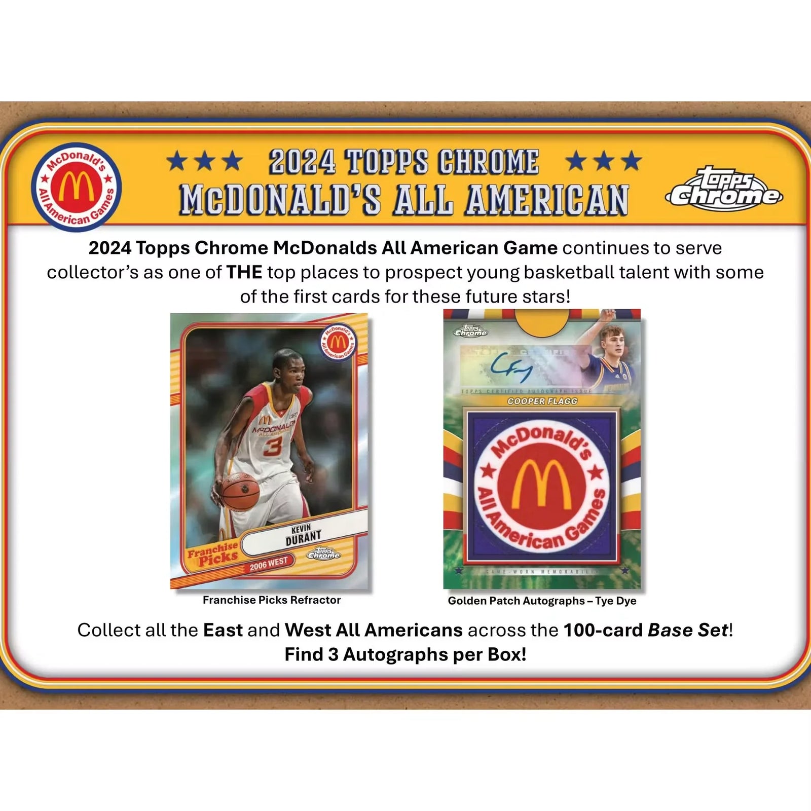 2024 Topps Chrome McDonald's All American Basketball Hobby Box | Cooper Flagg (Ships Sealed Only)