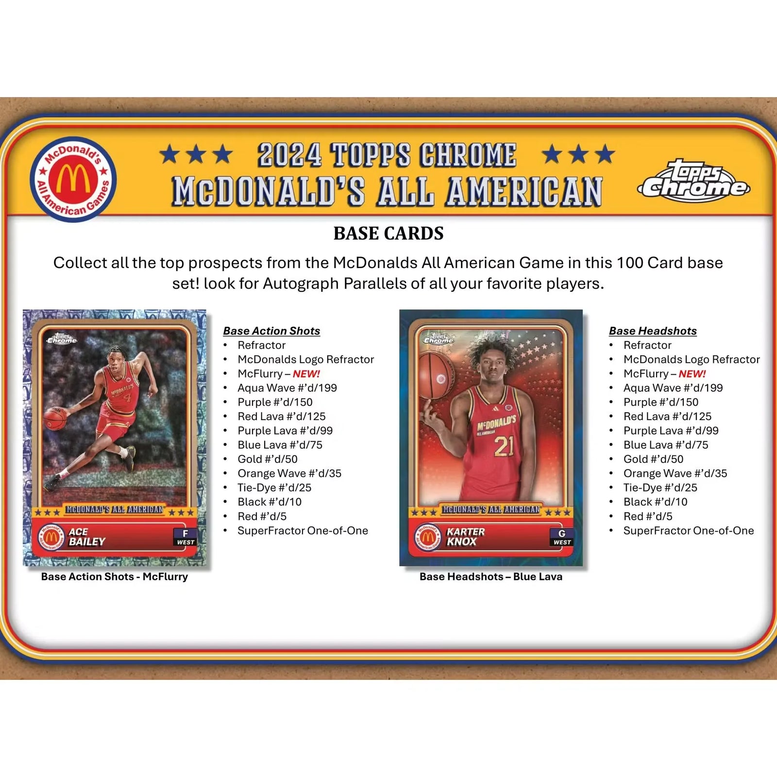 2024 Topps Chrome McDonald's All American Basketball Hobby Box | Cooper Flagg (Ships Sealed Only)