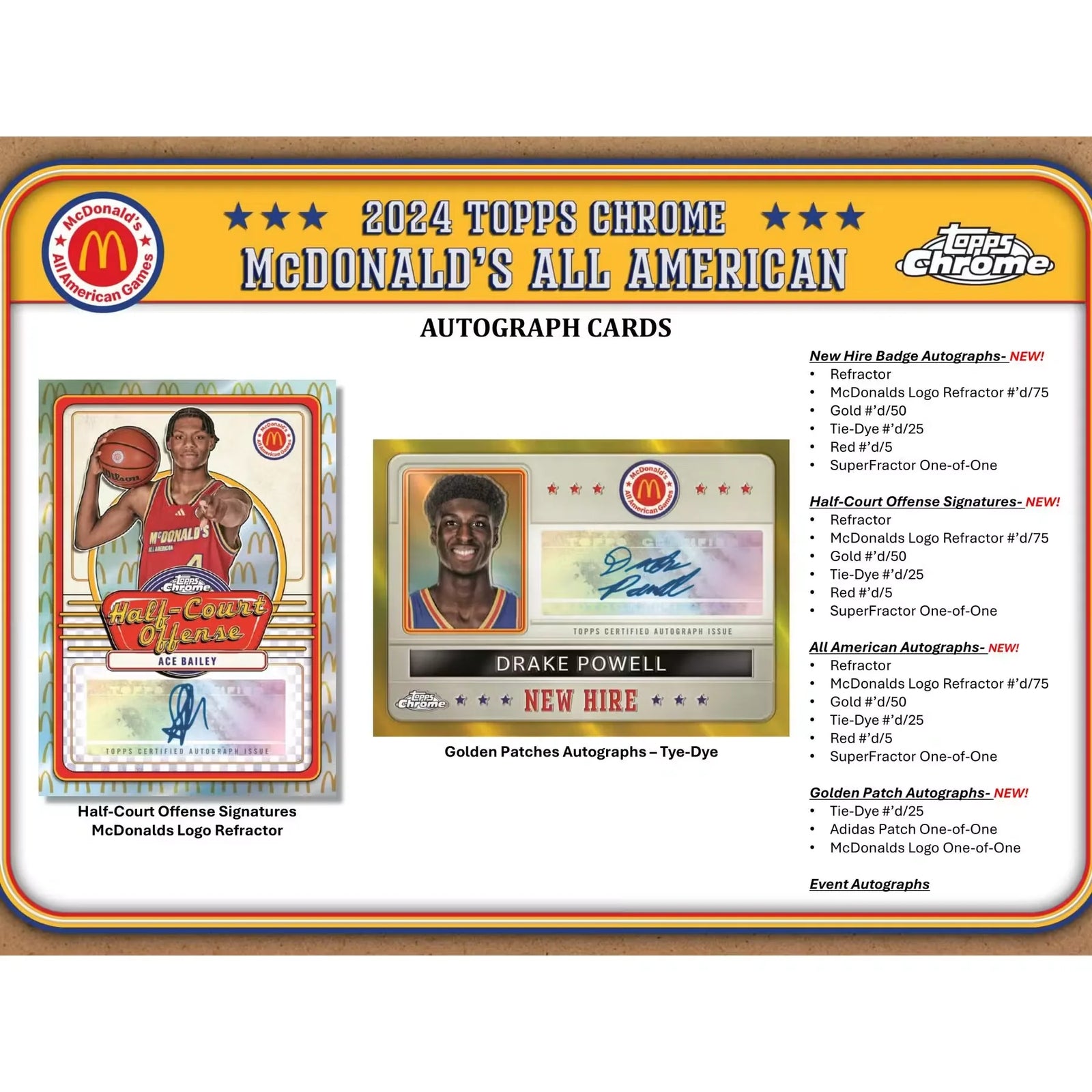 2024 Topps Chrome McDonald's All American Basketball Hobby Box | Cooper Flagg (Ships Sealed Only)