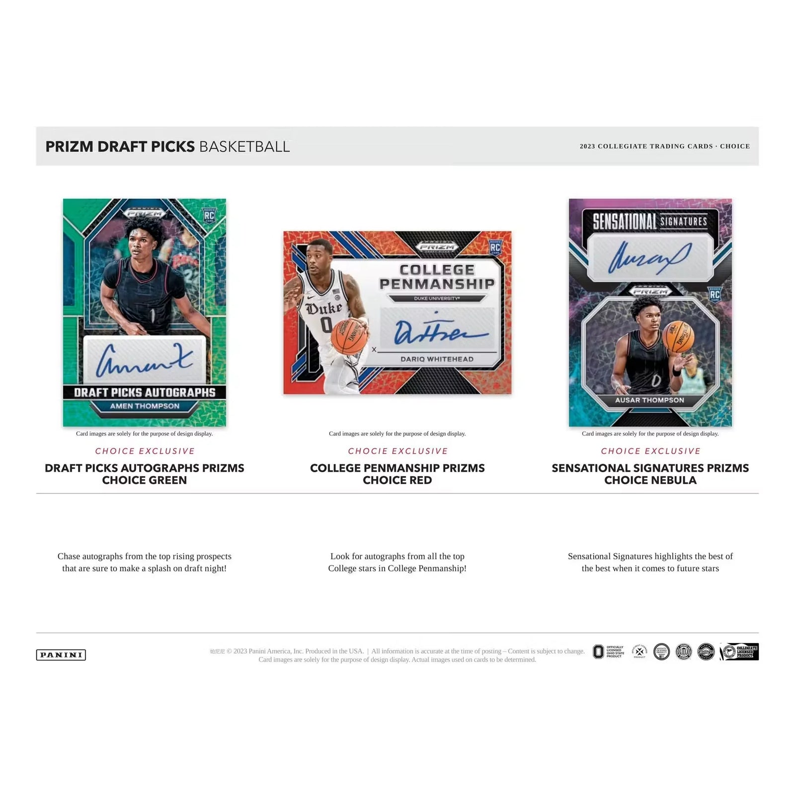 2023-24 Panini Prizm Draft Picks Basketball Choice Box (Ships Sealed Only) - D