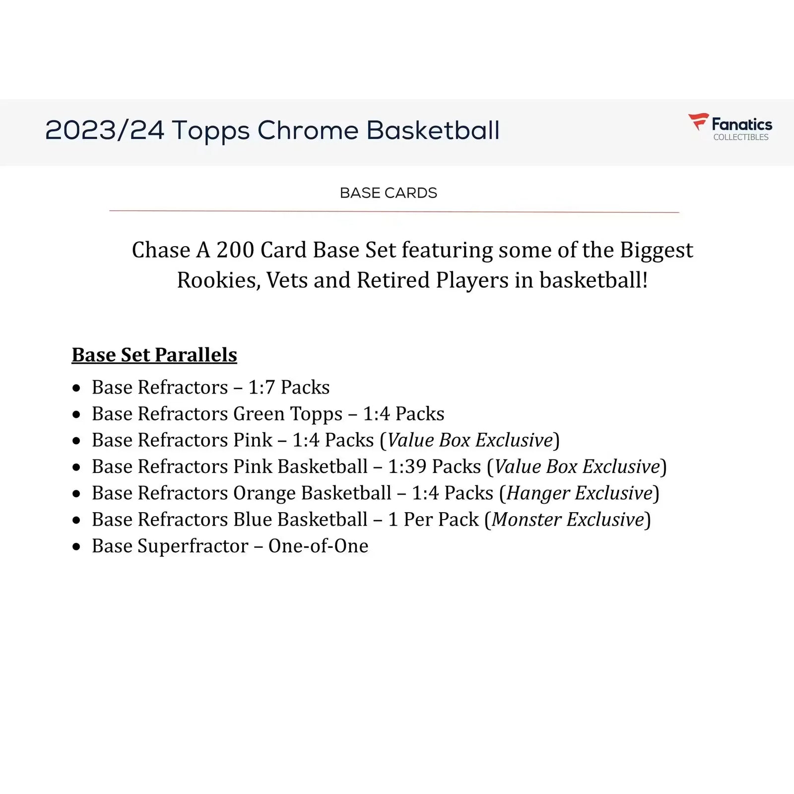 2023-24 Topps Chrome Basketball Hanger Box | Orange Refractors (Ships Sealed Only)