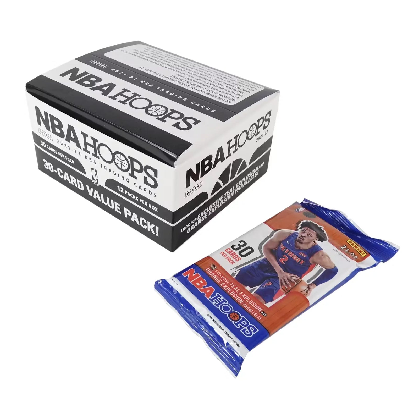 2021-22 Panini NBA Hoops Basketball Jumbo Value Fat Pack Box (Teal and Orange Explosion Parallels!) (Ships Sealed Only)
