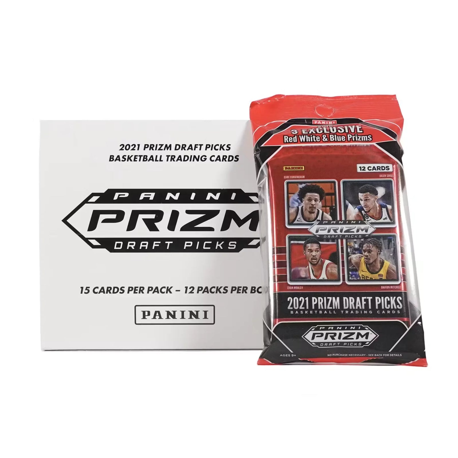2021-22 Panini Prizm Draft Picks Basketball Cello Multi Fat Pack 12-Pack Box (Red, White, and Blue Prizms!) (Ships Sealed Only)