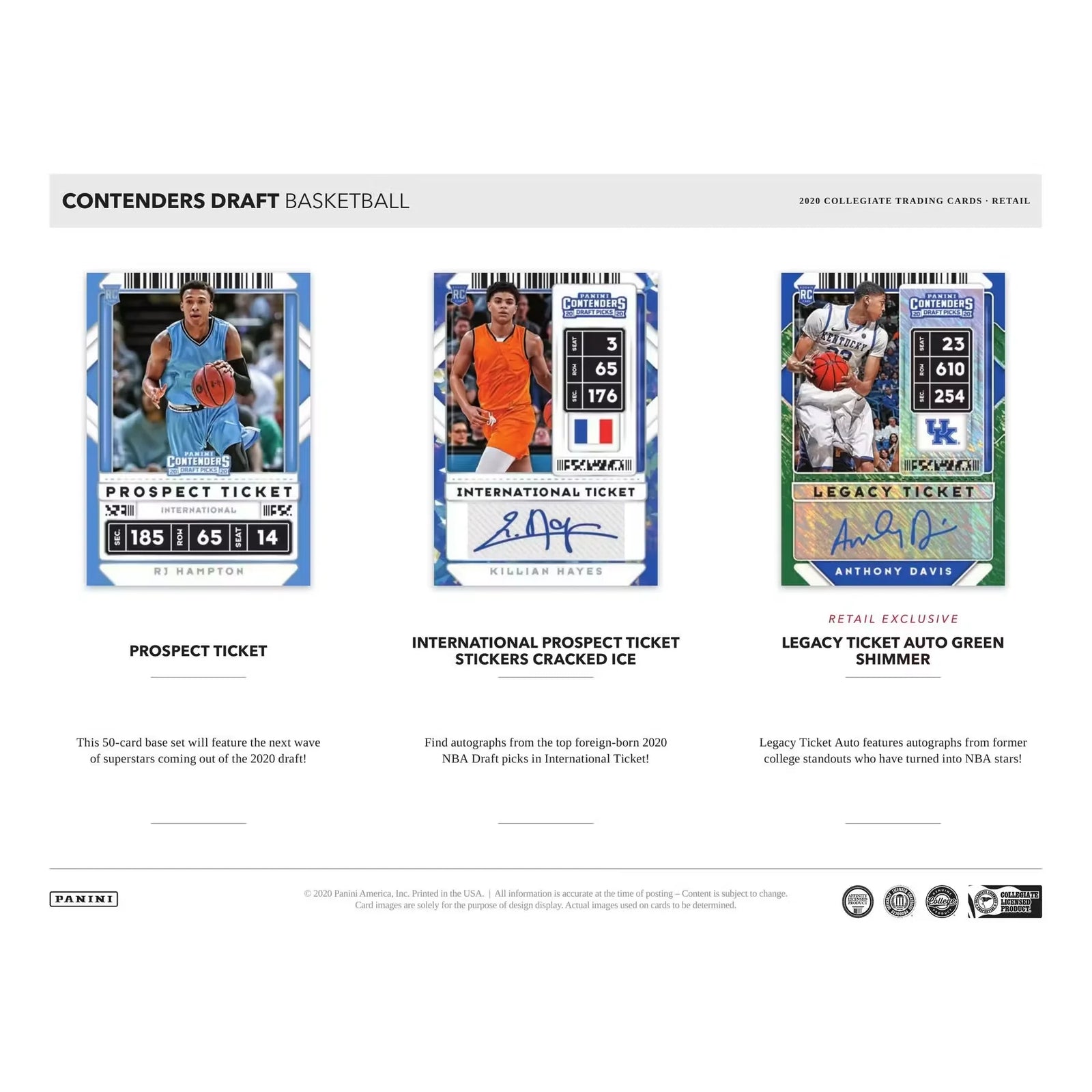 2020-21 Panini Contenders Draft Basketball Blaster Box (Ships Sealed Only) - D