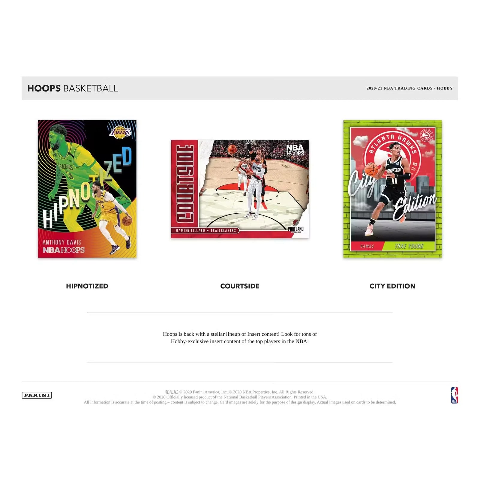2020-21 Panini NBA Hoops Basketball Hobby Box (Ships Sealed Only) - D2