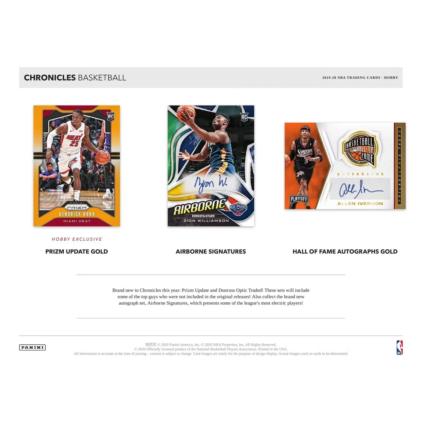 2019-20 Panini Chronicles Basketball Hobby Box (Ships Sealed Only) - D